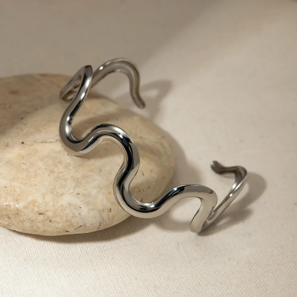 Stainless Steel Wave Shape Bracelet - Drazelle Store