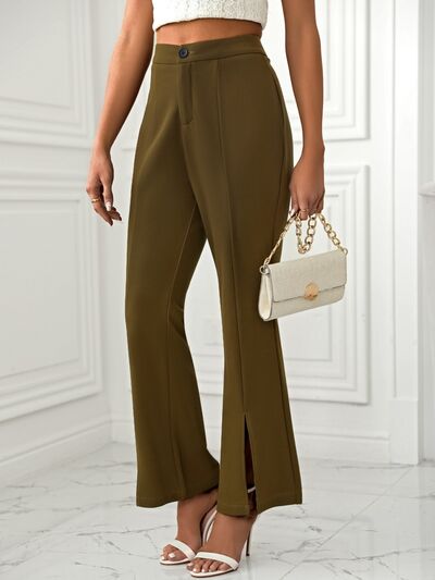 Slit Flare Pants with Pockets - Drazelle Store