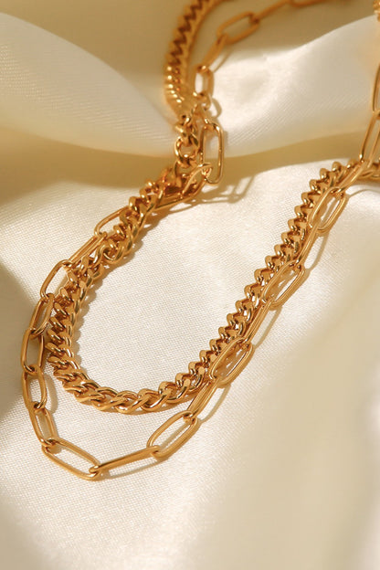 18K Gold Plated Layered Chain Necklace - Drazelle Store