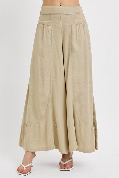 RISEN Shirring Detail Wide Leg Pants - Drazelle Store