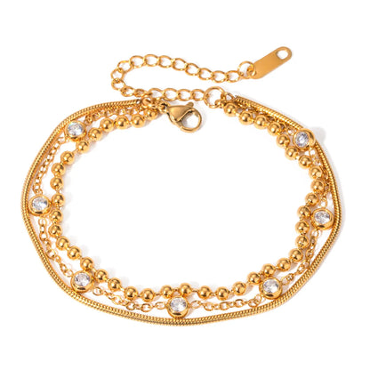 18K Gold-Plated Layered Inlaid Zircon Bracelet - Drazelle Store