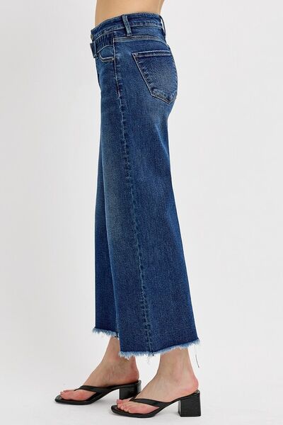 RISEN Raw Hem Wide Leg Attached Buckle Jeans - Drazelle Store