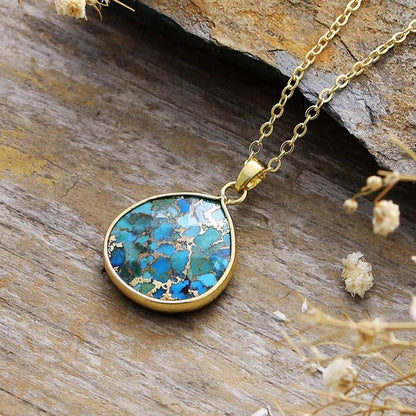 Turquoise Chain Pendant Necklace - Drazelle Store
