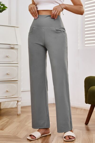 High Waist Wide Leg Pants with Pockets - Drazelle Store