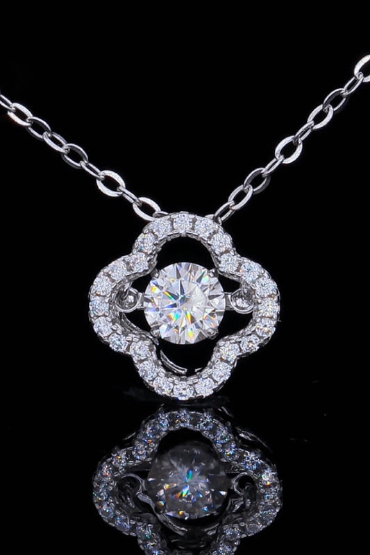 925 Sterling Silver Moissanite Flower Pendant Necklace - Drazelle Store