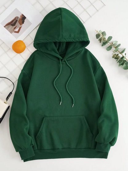 Drawstring Dropped Shoulder Hoodie - Drazelle Store