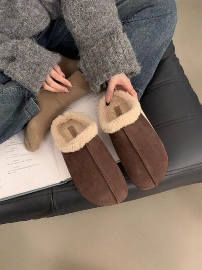 Thermal Fuzzy Round Toe Flat Slippers - Drazelle Store