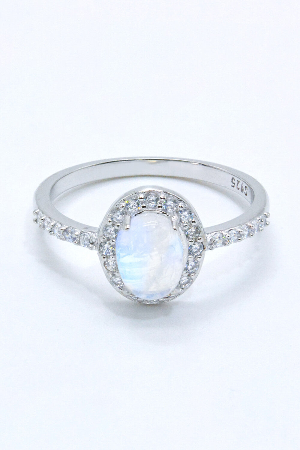 925 Sterling Silver Natural Moonstone Halo Ring - Drazelle Store