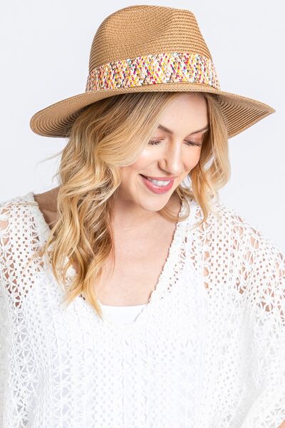 Fame Contrast Detail Wide Brim Straw Hat - Drazelle Store