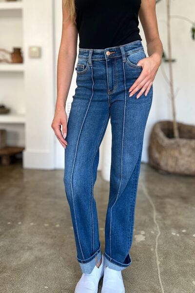 Judy Blue Full Size High Waist Front Seam Detail Straight Jeans - Drazelle Store