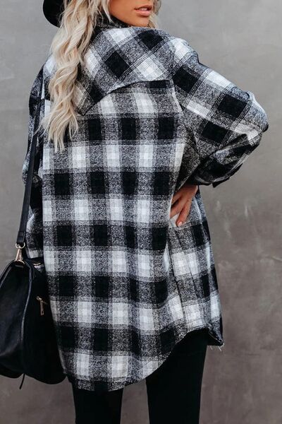 Full Size Plaid Collared Neck Long Sleeve Shirt - Drazelle Store