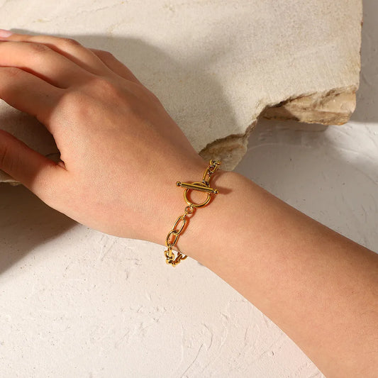 18K Gold-Plated Stainless Steel Toggle Chain Bracelet - Drazelle Store