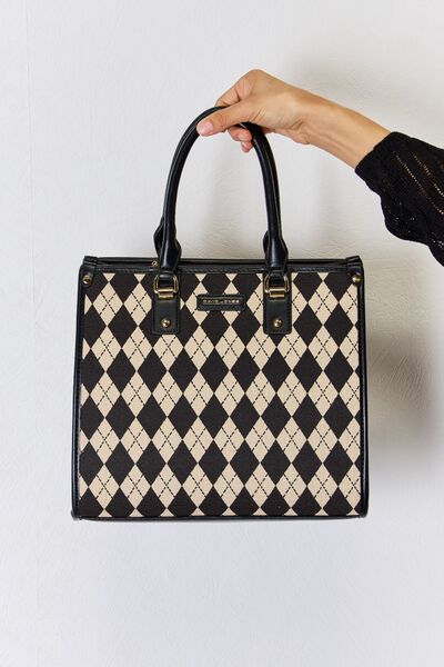 Argyle Pattern Leather Handbag - Drazelle Store