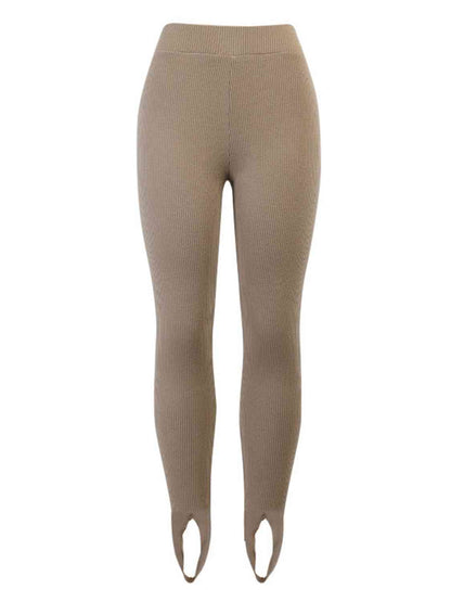 Ribbed Mid Waist Leggings - Drazelle Store