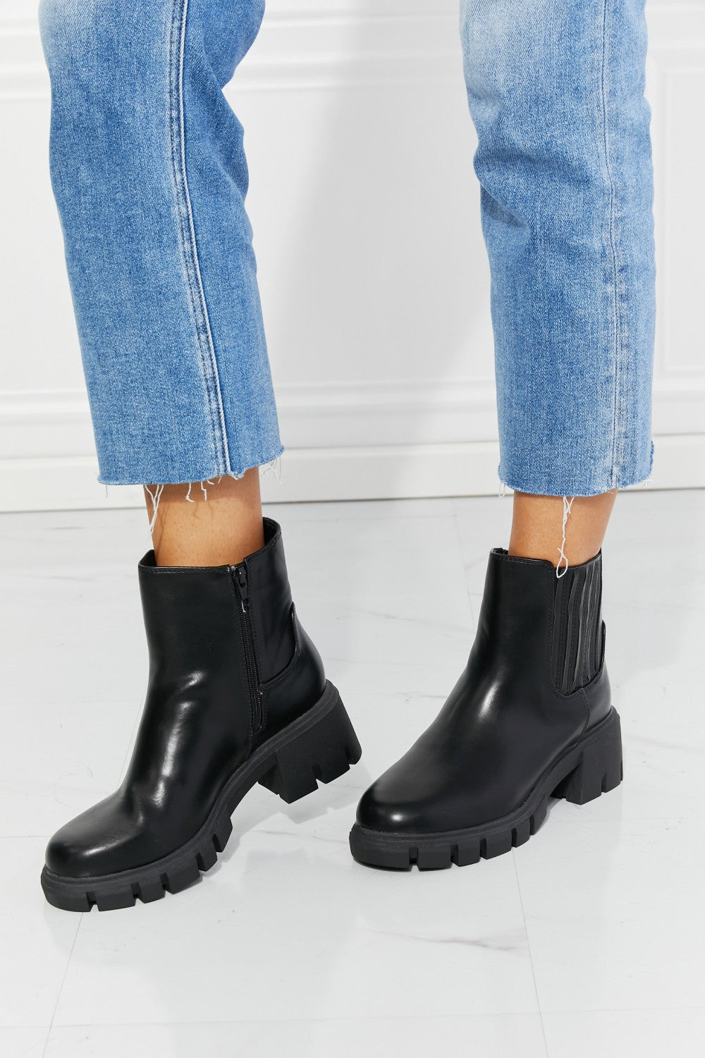 M Shoes What It Takes Lug Sole Chelsea Boots in Black - Drazelle Store