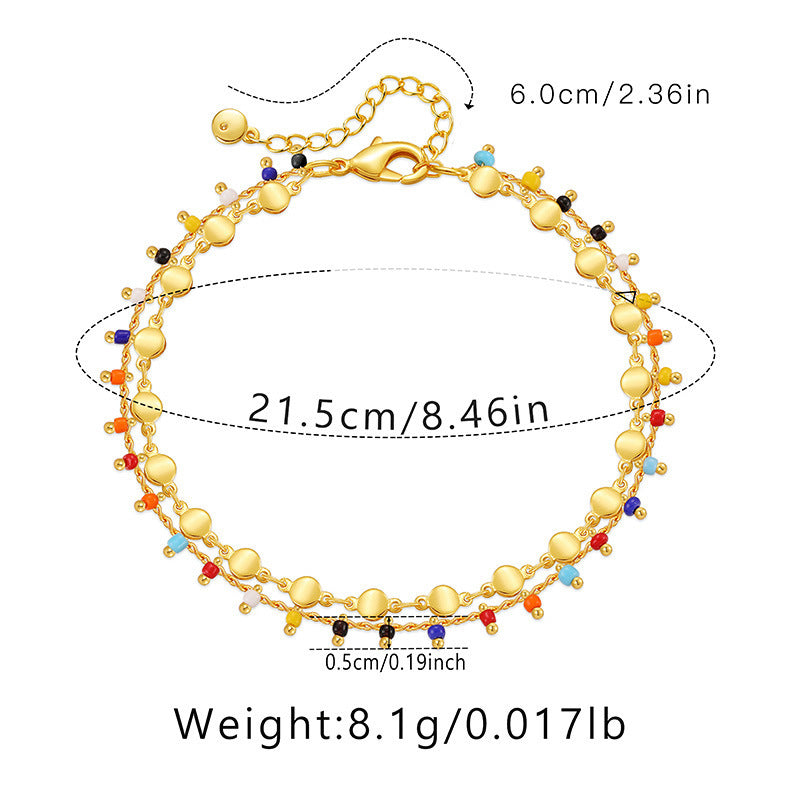 Candy Color Small Rice-shaped Beads National Style Anklets - Drazelle Store