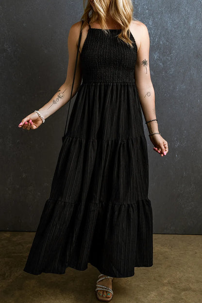 Smocked Tiered Spaghetti Strap Dress - Drazelle Store