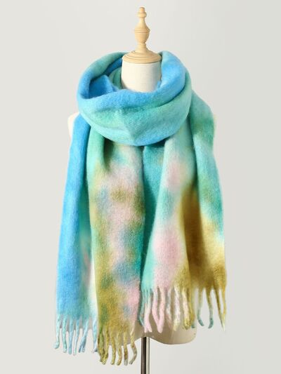 Fringe Tie-Dye Polyester Scarf - Drazelle Store