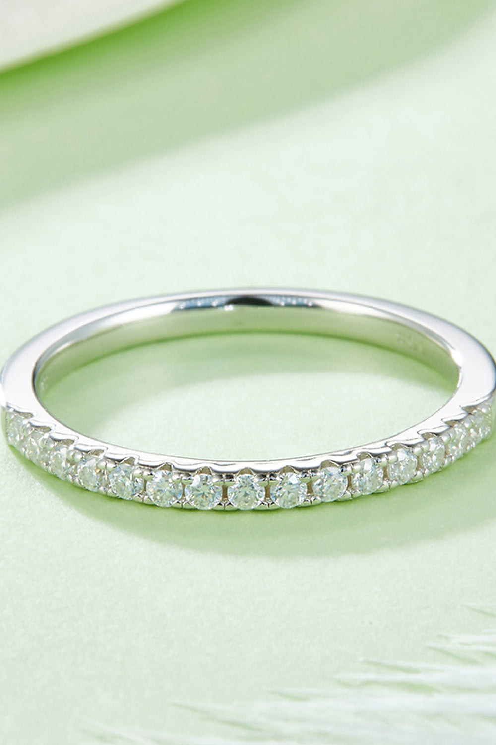 Moissanite Platinum-Plated Half-Eternity Ring - Drazelle Store