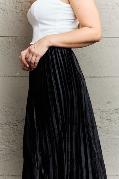 Ninexis Accordion Pleated Flowy Midi Skirt - Drazelle Store