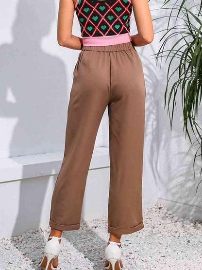 Cropped Straight Leg Pants - Drazelle Store