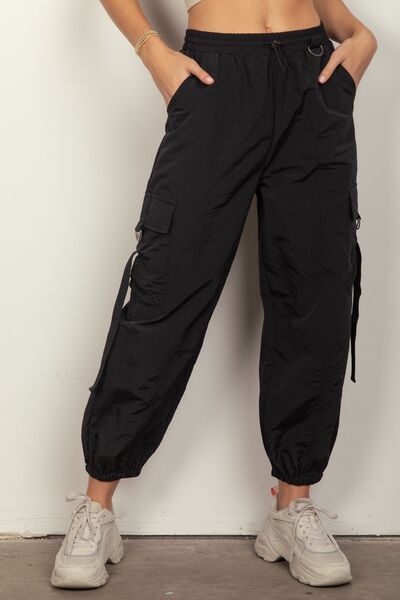 VERY J Elastic Waist Woven Cargo Pants - Drazelle Store