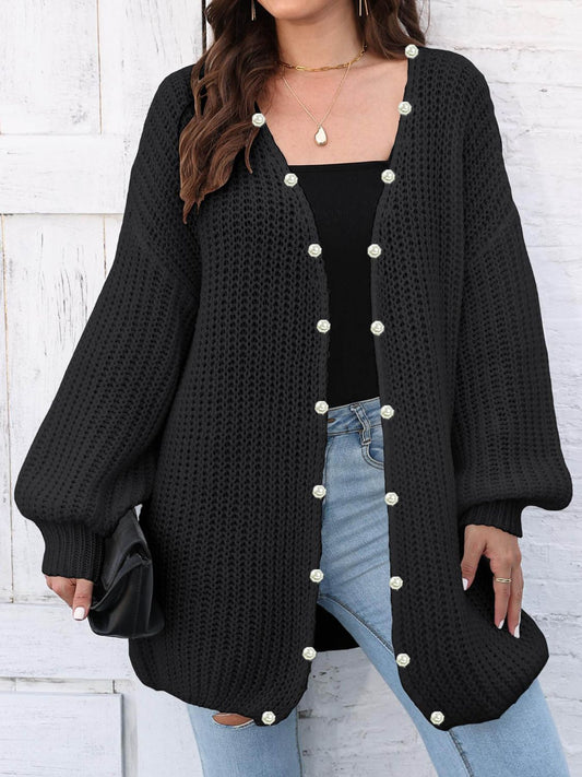 Open Front Long Sleeve Cardigan - Drazelle Store