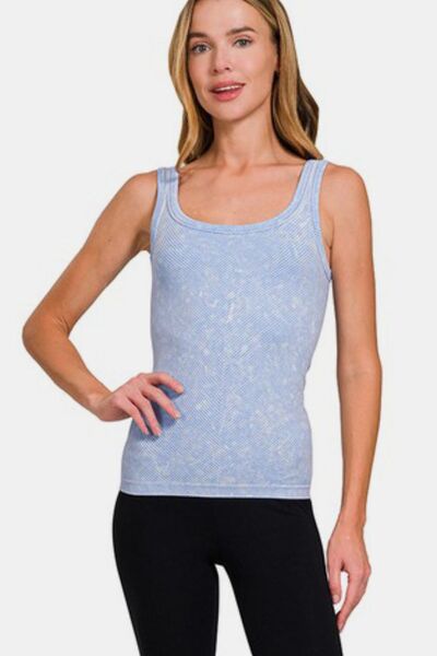 Zenana Ribbed Scoop Neck Tank - Drazelle Store