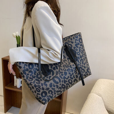 Leather Leopard Print Tote Bag - Drazelle Store