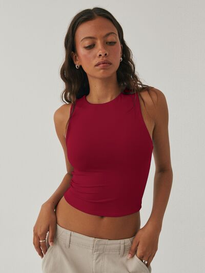 Round Neck Cropped Tank - Drazelle Store