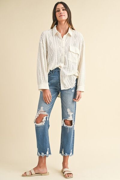 Annie Wear Distressed Raw Hem Cropped Jeans - Drazelle Store