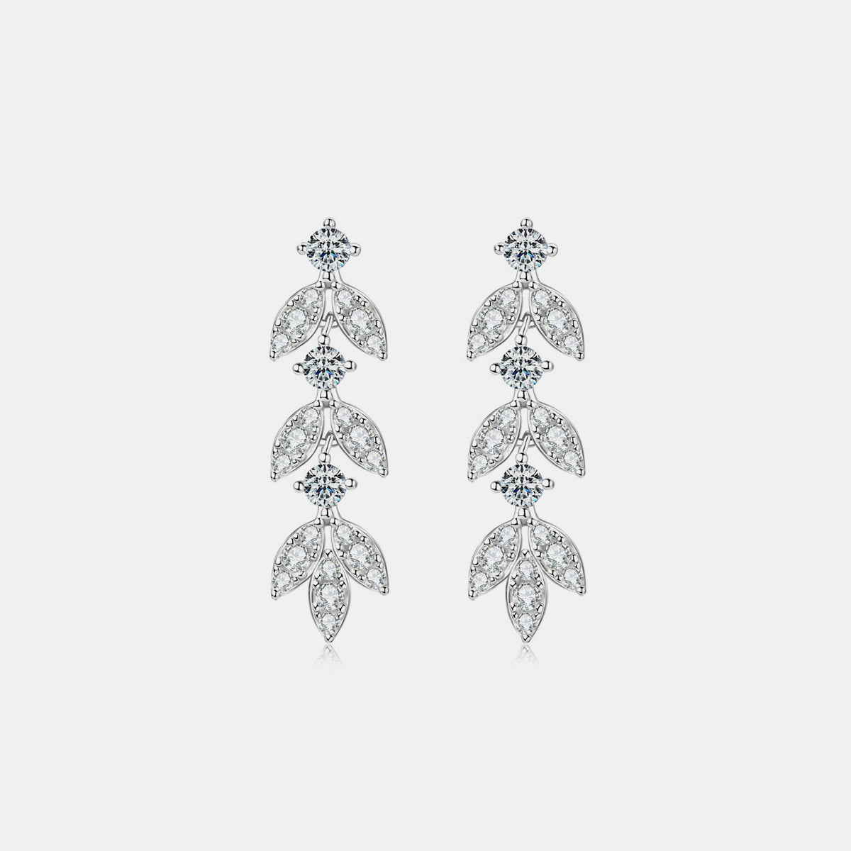 925 Sterling Silver Moissanite Leaf Earrings-Drazelle Store