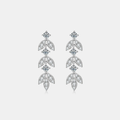 925 Sterling Silver Moissanite Leaf Earrings-Drazelle Store