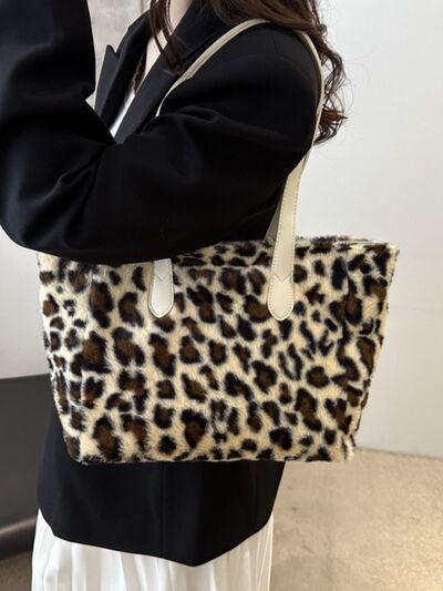 Leopard Fluff Tote Bag - Drazelle Store