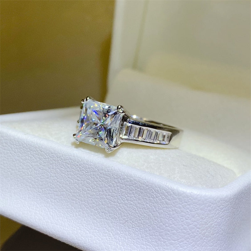 3 Carat Moissanite 925 Sterling Silver Square Shape Ring - Drazelle Store