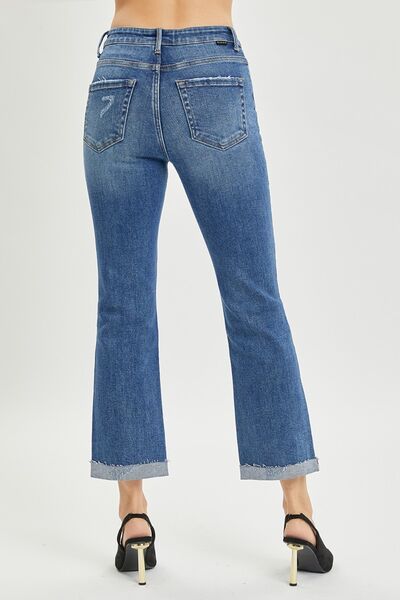 RISEN Full Size Button Fly Cropped Bootcut Jeans - Drazelle Store