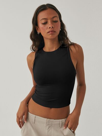 Round Neck Cropped Tank - Drazelle Store