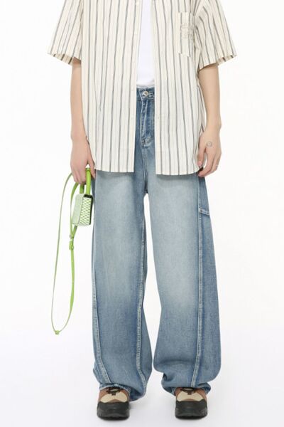 Mid Rise Wide Leg Jeans - Drazelle Store