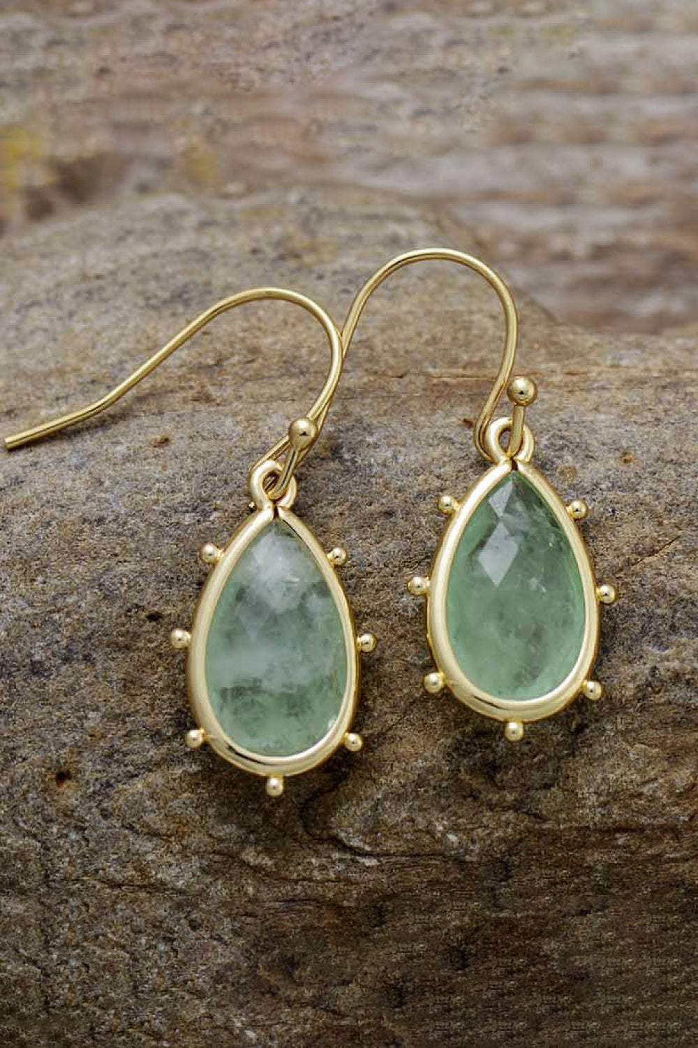 Natural Stone Teardrop Earrings-Drazelle Store