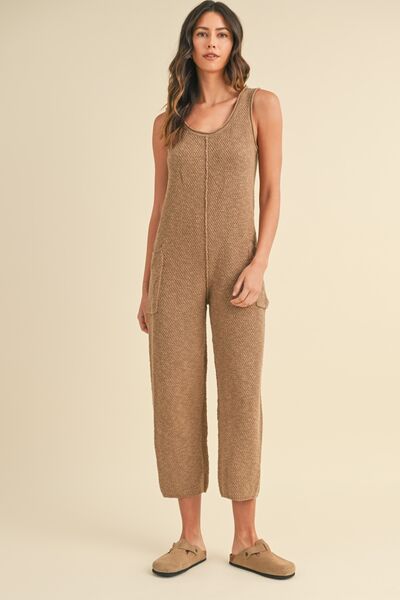 MABLE Sleeveless Knit Crop Jumpsuit with Pockets - Drazelle Store