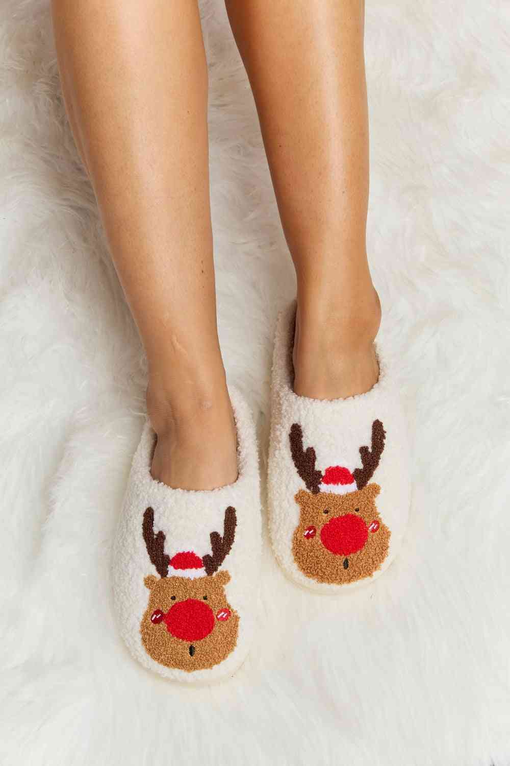 Melody Rudolph Print Plush Slide Slippers - Drazelle Store