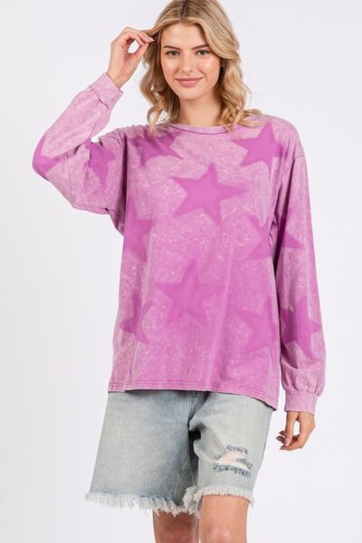 SAGE + FIG Mineral Wash Star Pattern T-Shirt - Drazelle Store