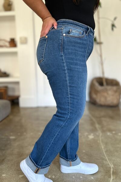 Judy Blue Full Size High Waist Front Seam Detail Straight Jeans - Drazelle Store