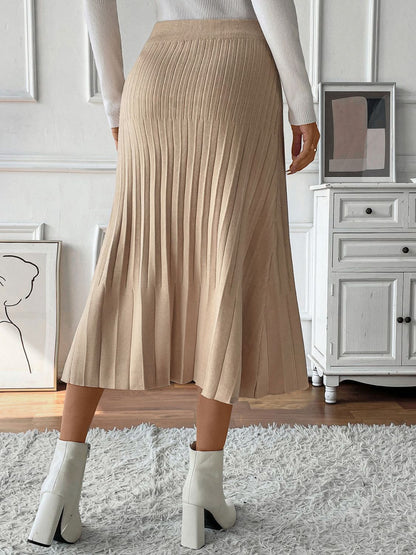 Perfee Pleated Midi Sweater Skirt - Drazelle Store