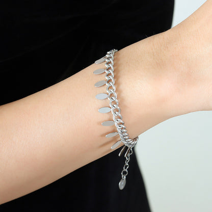 Titanium Steel Leaf Charm Bracelet - Drazelle Store