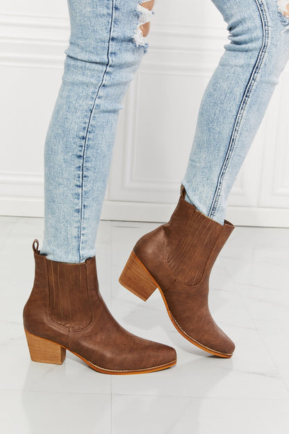 MM Shoes Love the Journey Stacked Heel Chelsea Boot in Chestnut - Drazelle Store