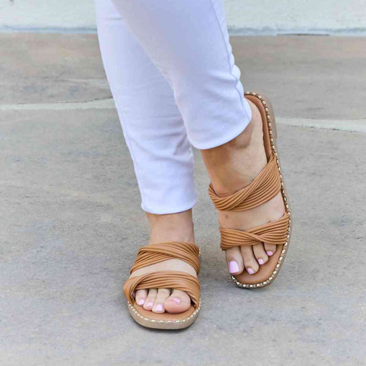 Cupid Summertime Fine Double Strap Twist Sandals - Drazelle Store