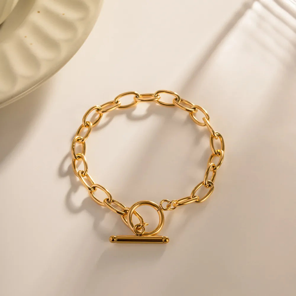 18K Gold-Plated Stainless Steel Toggle Chain Bracelet - Drazelle Store