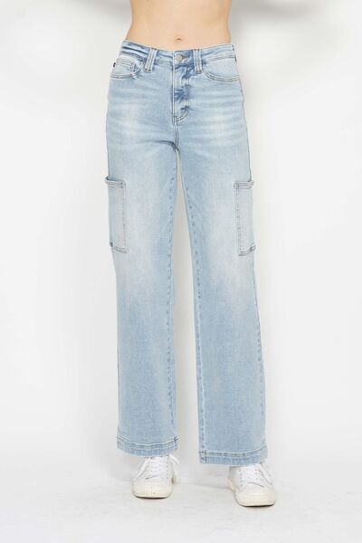 Judy Blue Full Size High Waist Straight Cargo Jeans - Drazelle Store