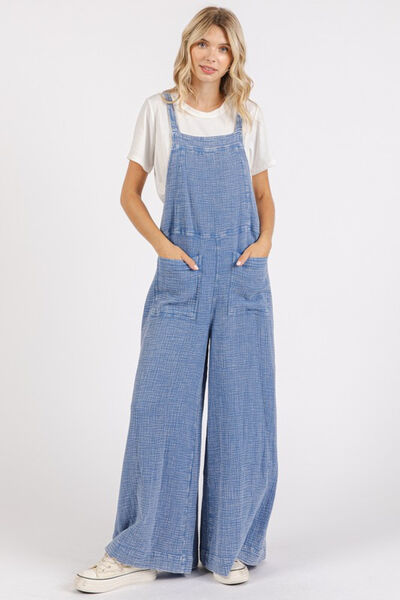 Mittoshop Textured Wide Leg Overalls - Drazelle Store